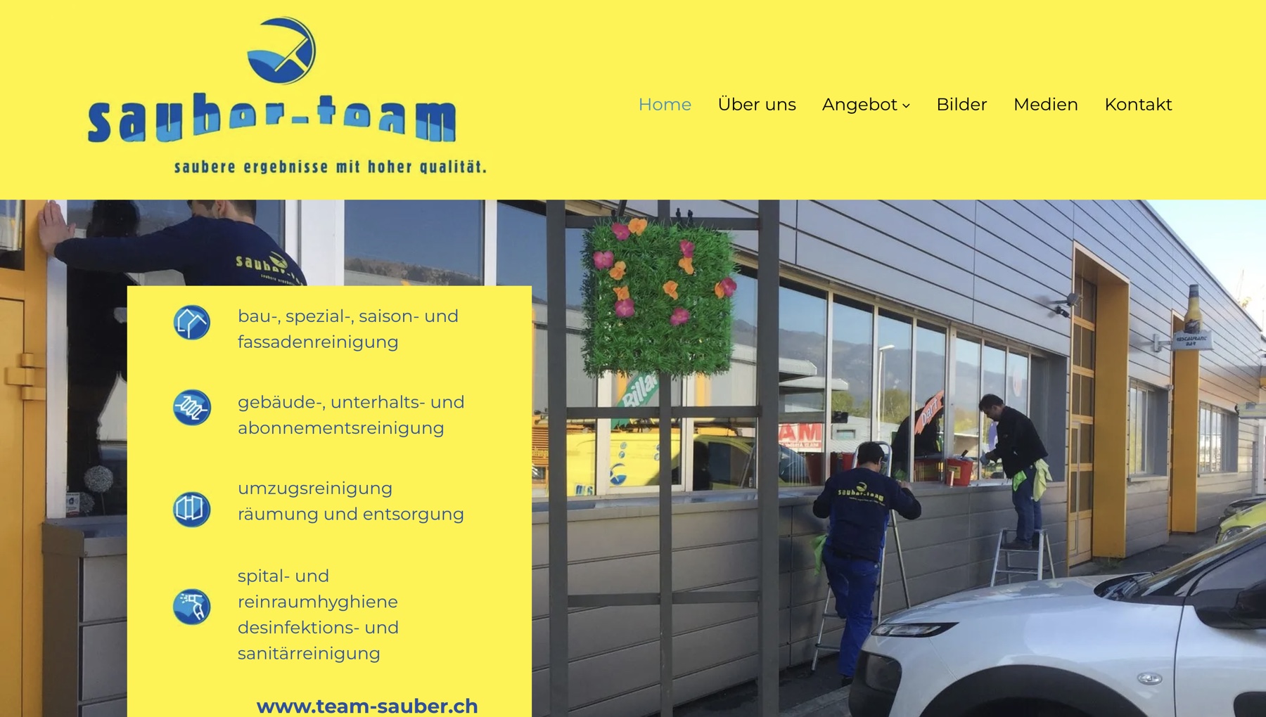 Bestehende Team-Sauber-Website vor dem Redesign